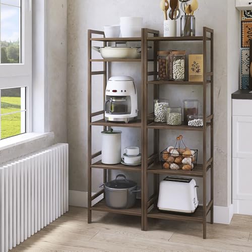 Tall Narrow Bamboo Bookshelf for Small Spaces