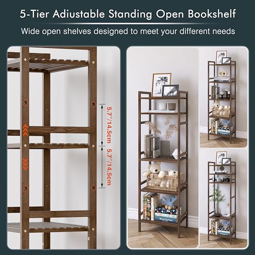 Tall Narrow Bamboo Bookshelf for Small Spaces