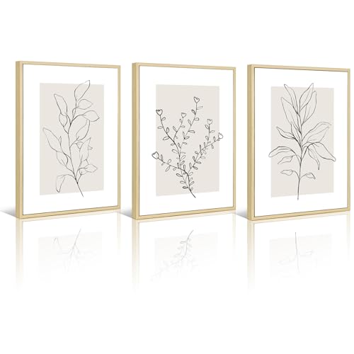 Framed Neutral Botanical Canvas Wall Art Set