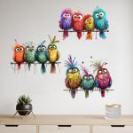 Colorful Bird Vinyl Wall Decals Set of 9