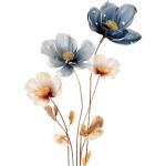 Blue Flower Gold Leaf Wall Sticker - Vintage Style