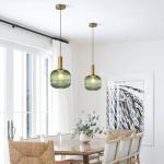 Mid Century Modern Green Glass Pendant Light
