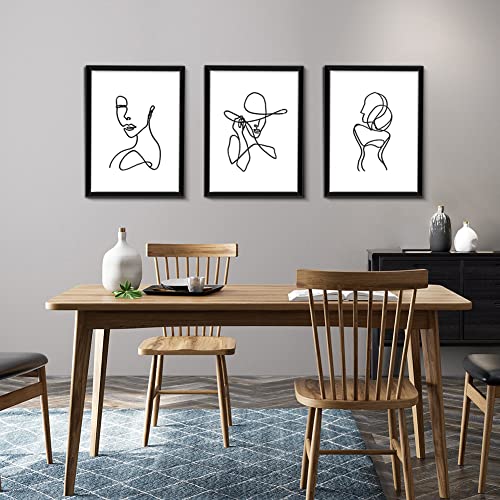 Framed Minimalist Line Art Prints Set of 3