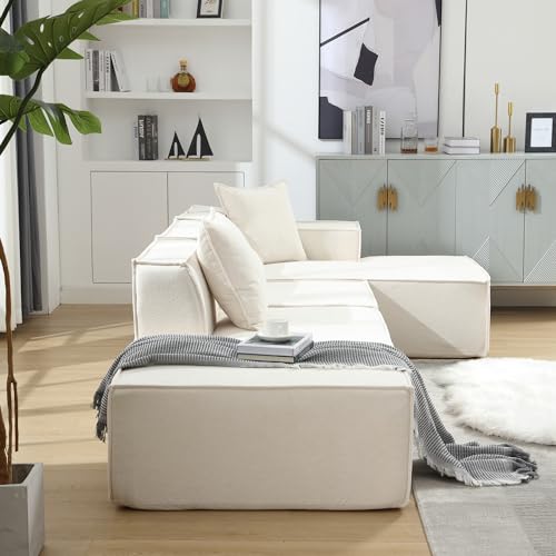 Beige Modern Minimalist Modular L-Shaped Sofa Set