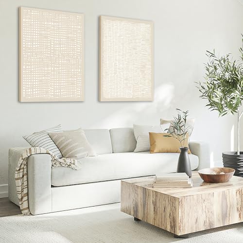 Framed Abstract Boho Canvas Art Set of 3