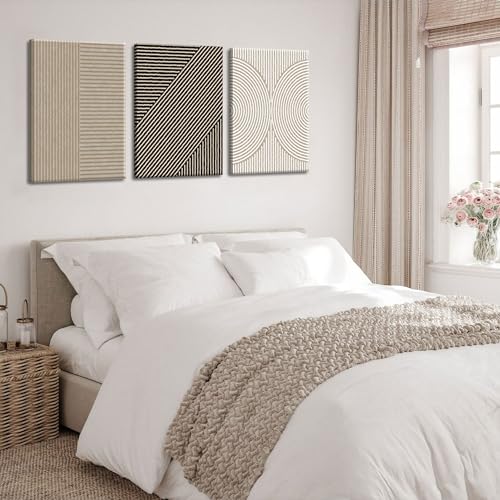 Framed Abstract Neutral Wall Art for Minimalist Decor