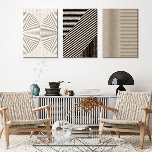 Framed Abstract Neutral Wall Art for Minimalist Decor