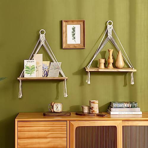 Macramé Wall Shelves - Rustic Minimalist Decor Set