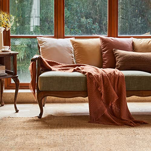 Burnt Orange Knitted Throw Blanket for Cozy Spaces