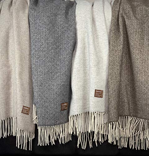 Soft Minimalist Afghan-Style Merino Wool Blanket