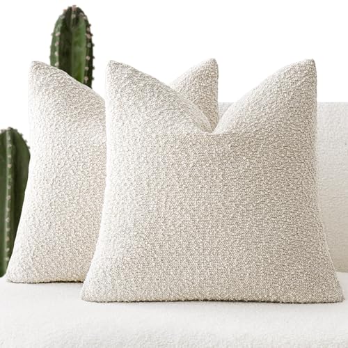 Set of 2 Textured Boucle Pillow Covers