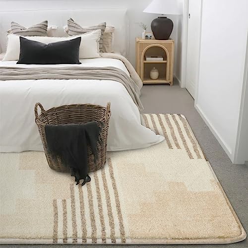Khaki Minimalist Washable Area Rug 4x6