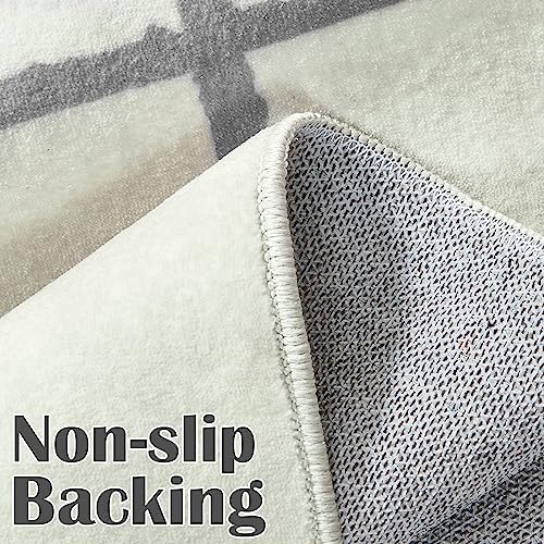 Grey Abstract Washable Accent Rug 12.7 x 17.8 cm