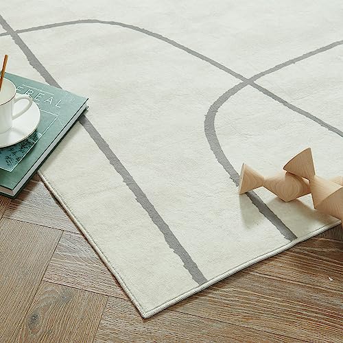 Grey Abstract Washable Accent Rug 12.7 x 17.8 cm