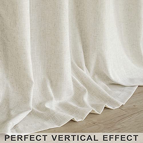 Natural 84-Inch Light Cream Linen Curtains - 2 Panels