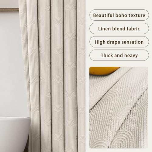 Boho Minimalist Cotton Shower Curtain - Ivory Linen