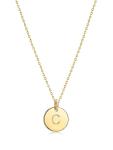 Personalized Gold Initial Necklace with Engraved Pendant