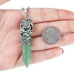 Antique Silver Flower Green Aventurine Necklace