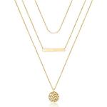 Dainty Pearl Bar Necklace with Hammered Disc Pendant