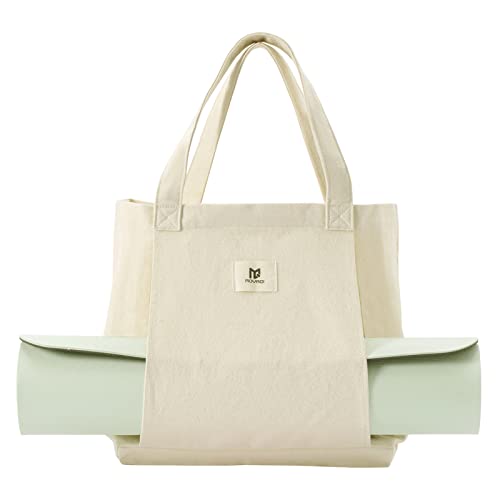 Moyaqi Canvas Tote Bag with Yoga Mat Pocket