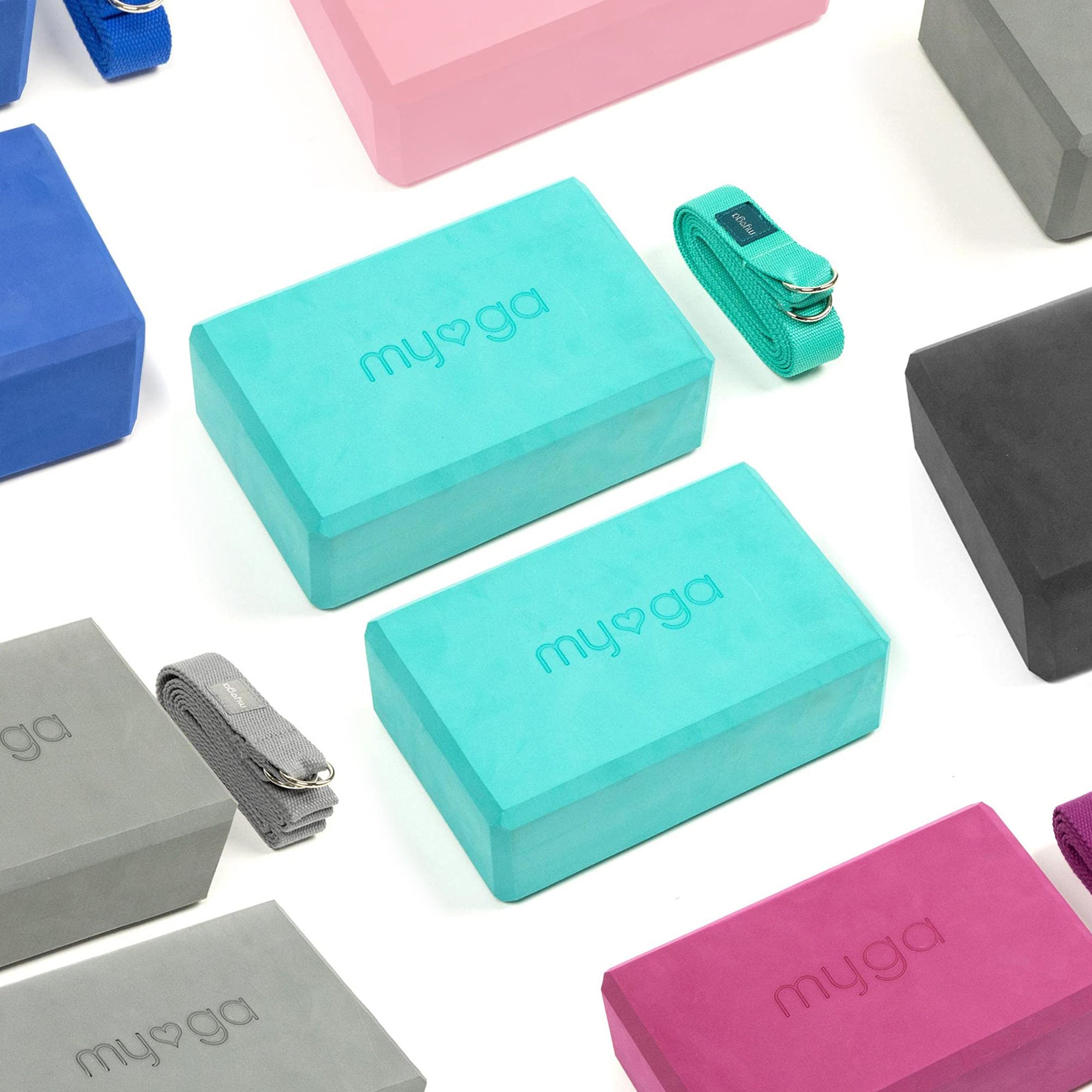 Myga Yoga Blocks and Strap Set with D Ring
