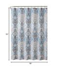 iKat Floral Fabric Shower Curtain in Blue-Brown