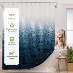 Washable Ombre Shower Curtain Set - Dark Sea Blue