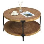 Bohème Wooden Round Coffee Table with Two Levels