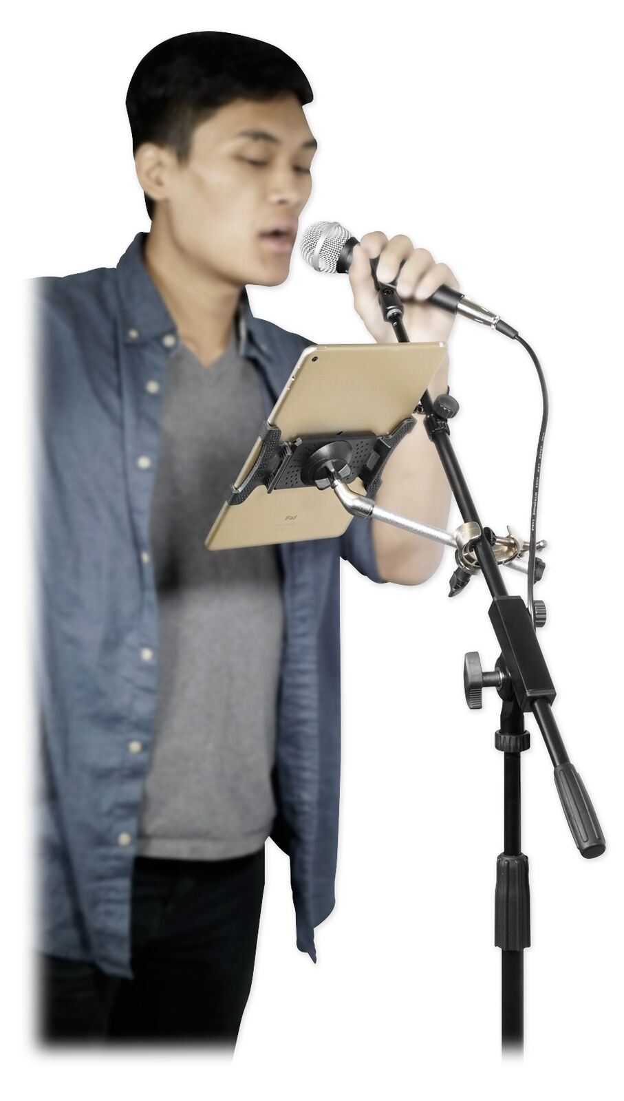 Karaoke Mic Stand with Smartphone/iPad Mount