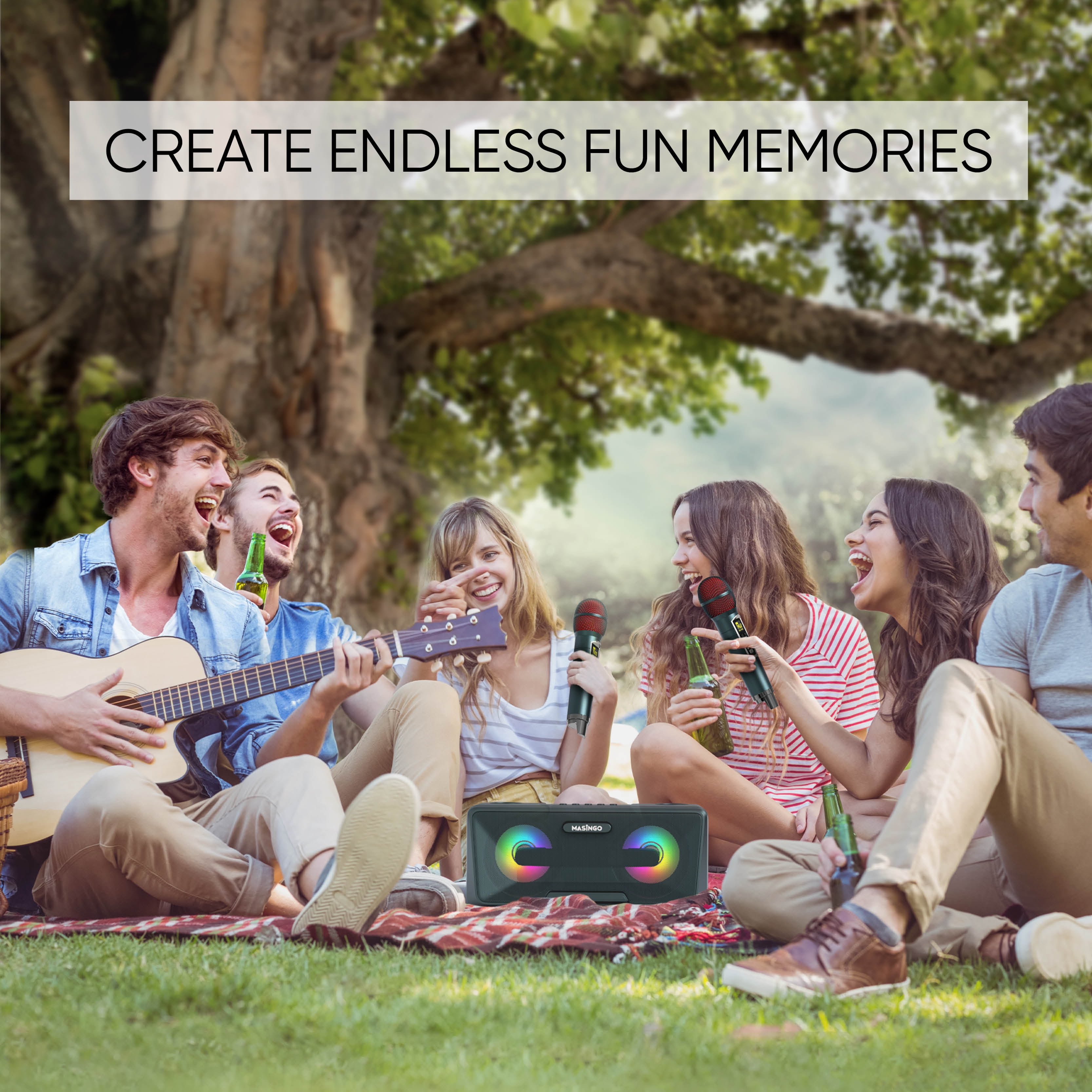 Masingo Portable Karaoke Machine with Dual Microphones