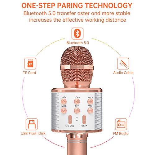 OVELLIC Wireless Bluetooth Karaoke Microphone for Kids