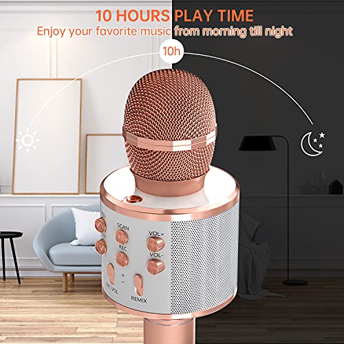 OVELLIC Wireless Bluetooth Karaoke Microphone for Kids