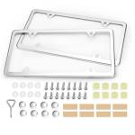 Ohuhu Slim Stainless Steel License Plate Frames, 2 Pcs