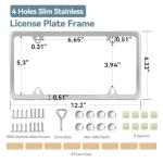 Ohuhu Slim Stainless Steel License Plate Frames, 2 Pcs