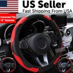Car Accessories Steering Wheel Cover Black Leather Anti-slip 15''/38cm Universal