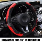 Car Accessories Steering Wheel Cover Black Leather Anti-slip 15''/38cm Universal