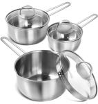 Stainless Steel Saucepan Set with Lid and Spout