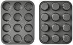 Amazon Basics Nonstick Muffin Pan, Set of 2, Sturdy, Oven Safe, Bakes Evenly, Easy to Clean, 12 Cups, Gray, 13.9x10.55x1.22"