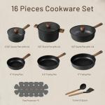 CAROTE Nonstick Pots and Pans, Induction Titanium Cookware Set 16pcs Kitchen Cooking Sets, Pot and Pan Non Stick w/Frying pan (PFOS, PFOA Free)