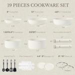 CAROTE 19pcs Pots and Pans Set, Nonstick Cookware Set Detachable Handle, Induction Kitchen Cookware Sets Non Stick with Removable Handle, RV Cookware Set, Oven Safe