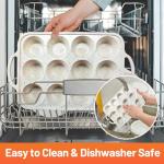 Vinino 2Pack Silicone Muffin Pan for Baking with Metal Reinforced Frame, 12 Cup Regular Size Cupcake Pan, BPA Free Silicone Muffin Tray, Cupcake Baking Pan Bite Molds for Oven Dishwasher Safe