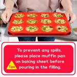 CAKETIME 12 Cups Silicone Muffin Pan - Nonstick Cupcake Pan 1 Pack Regular Size Silicone Mold for Baking