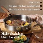 CAROTE 19pcs Stainless Steel Cookware Set with Detachable Handle, Pots and Pans Set, Induction Kitchen Cooking Sets, RV/Camping Cookware, Removable Handle, Oven Safe, Woodgrain