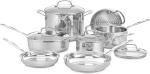 Cuisinart Chef’s Classic 11-Piece Stainless Steel Pots and Pans Set, Cookware Set Compatible with Induction, Electric, Gas Cooktops, Aluminum Core for Even Heat, Cool Grip Handles, Dishwasher Safe