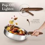 CAROTE 19pcs Stainless Steel Cookware Set with Detachable Handle, Pots and Pans Set, Induction Kitchen Cooking Sets, RV/Camping Cookware, Removable Handle, Oven Safe, Woodgrain