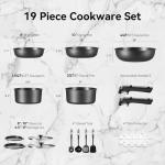 CAROTE 19Pcs Pots and Pans Set Non Stick, Cookware Set Detachable Handle, Nonstick Induction Kitchen Sets Non Stick with Removable Handle, RV Cook Ware, Oven Safe, Black