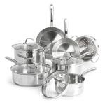 T-fal Stainless Steel Pots and Pans Set 11 Piece, Induction, Oven Broiler Safe 500F, Kitchen Cooking Set w/Fry Pans, Saucepans, Saute Pan, Dutch Oven, Steamer, Cookware, Dishwasher Safe, Silver