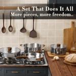 CAROTE 19pcs Stainless Steel Cookware Set with Detachable Handle, Pots and Pans Set, Induction Kitchen Cooking Sets, RV/Camping Cookware, Removable Handle, Oven Safe, Woodgrain