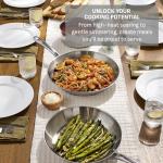 T-fal Stainless Steel Pots and Pans Set 11 Piece, Induction, Oven Broiler Safe 500F, Kitchen Cooking Set w/Fry Pans, Saucepans, Saute Pan, Dutch Oven, Steamer, Cookware, Dishwasher Safe, Silver