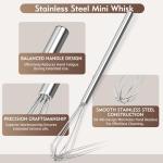 10 Inch Mini Whisk, 304 Anti-Rust Stainless Steel Small Whisks for Cooking, Baking, Mixing Ingredients & Deep Containers (1 Piece)